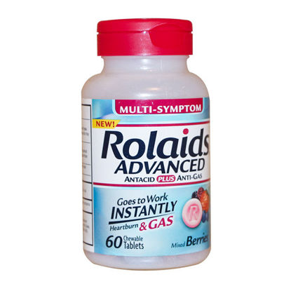 Picture of Rolaids advanced antacid plus anti-gas chewable tablets 60 ct.