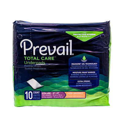 Picture of Prevail 30 in. x 30 in. absorbent bed pads - disposable 10 ct.