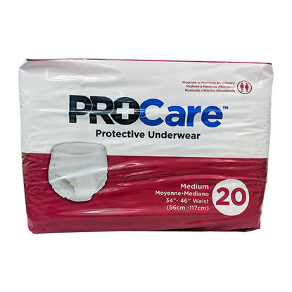 Picture of Procare protective underwear size medium 20 ct. fits waist size: 34 in. - 46 in.