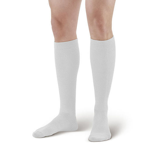 CoolMax Unizes white knee high sock large 8-15 mmHg	